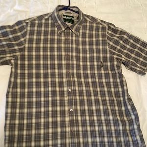 Billabong Mens short sleeve multicolored plaid button down with pocket